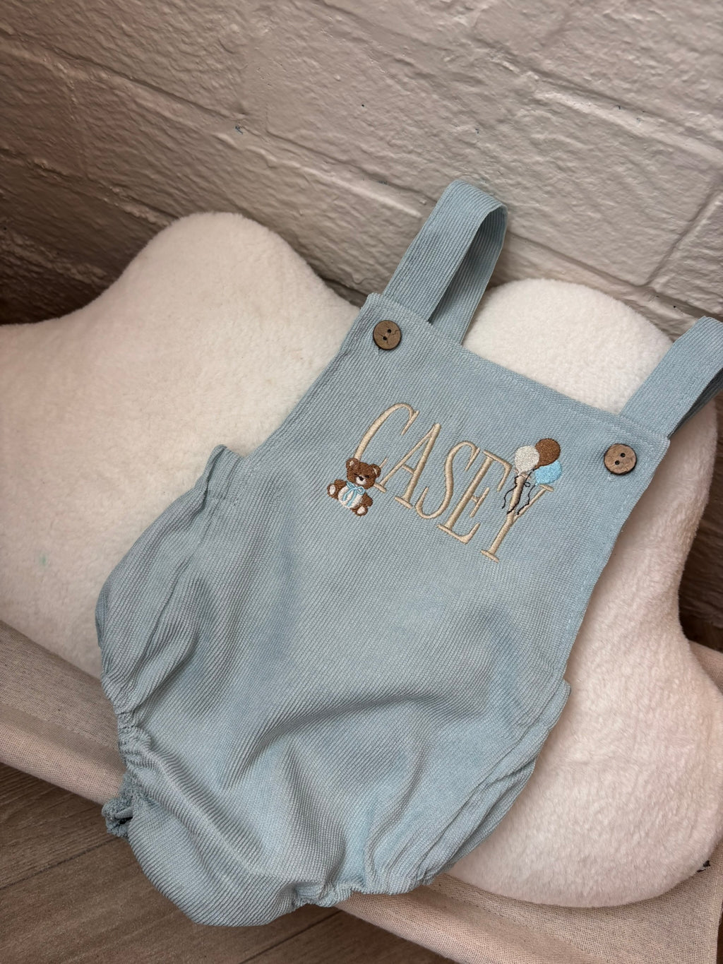 Teddy and Balloon Ribbed Romper