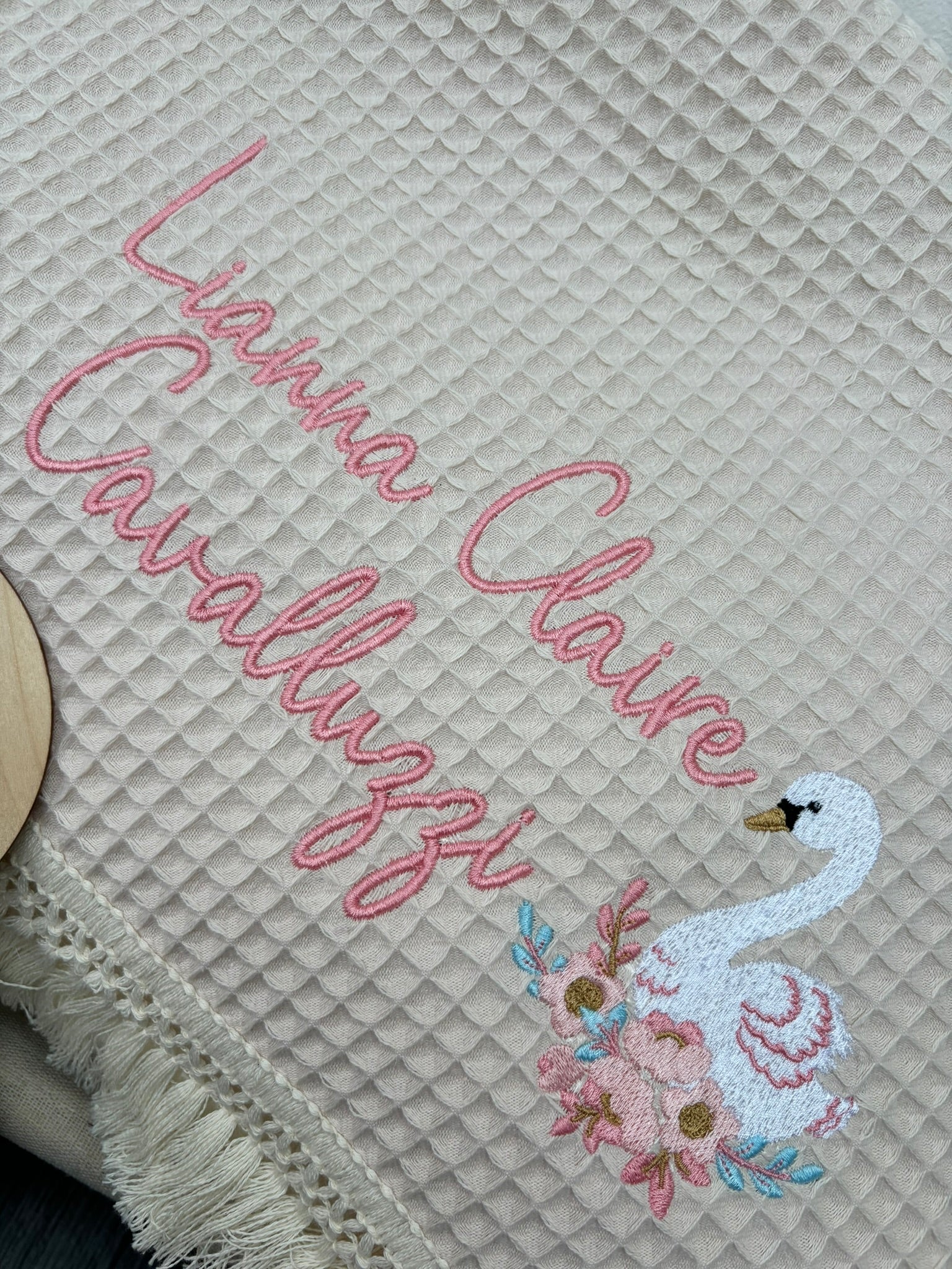 Swan Muslin Frill Blanket